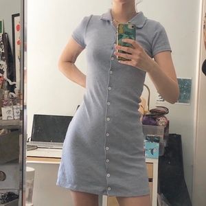 Brandy Melville Light Aqua Ribbed Button Down Caroline Dress